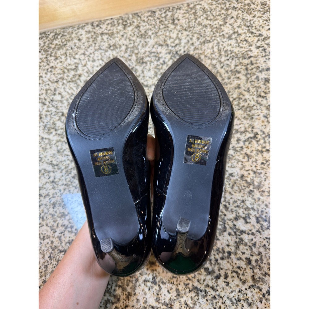Cityclassified Black Patent Pointed Toe Comfort Pumps Stiletto Heels Womens 8 - Picture 6 of 6